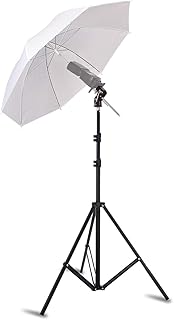 Selens Selens Photo Umbrella Kit 33"/84cm White Soft Umbrella with Light Stand and Metal Flash Bracket Mount for Portrait - Image 1