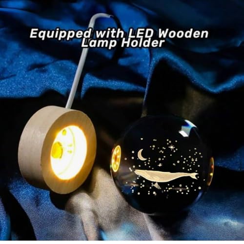 HashWOW® Fish 3D Crystal Ball Night Light with LED Wooden Stand – Glass Sphere Aquarium Style Lamp for Room Decor & Unique Gifts - Image 3