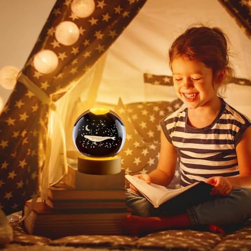 HashWOW® Fish 3D Crystal Ball Night Light with LED Wooden Stand – Glass Sphere Aquarium Style Lamp for Room Decor & Unique Gifts - Image 5