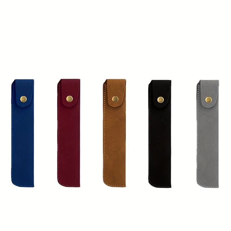 1pc Premium PU Leather Pen Case Burgundy Color Durable Scratch Resistant Pocket Protective Pencil Holder For Pens Pencils Markers Compact Office Desk Organizer Creative Gift For Writers Students Professionals Stationery Storage Sleek Design - Image 3