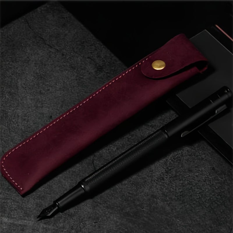 1pc Premium PU Leather Pen Case Burgundy Color Durable Scratch Resistant Pocket Protective Pencil Holder For Pens Pencils Markers Compact Office Desk Organizer Creative Gift For Writers Students Professionals Stationery Storage Sleek Design - Image 4