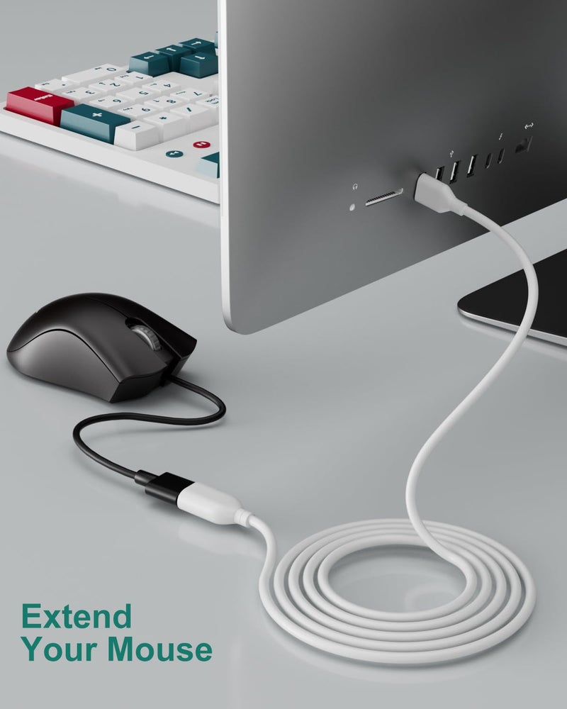 Besgoods USB Extension Cable 10 ft Type A Male to A Female USB 2.0 Cable Extension Extender Cord with Gold-Plated Connectors, White - Image 4