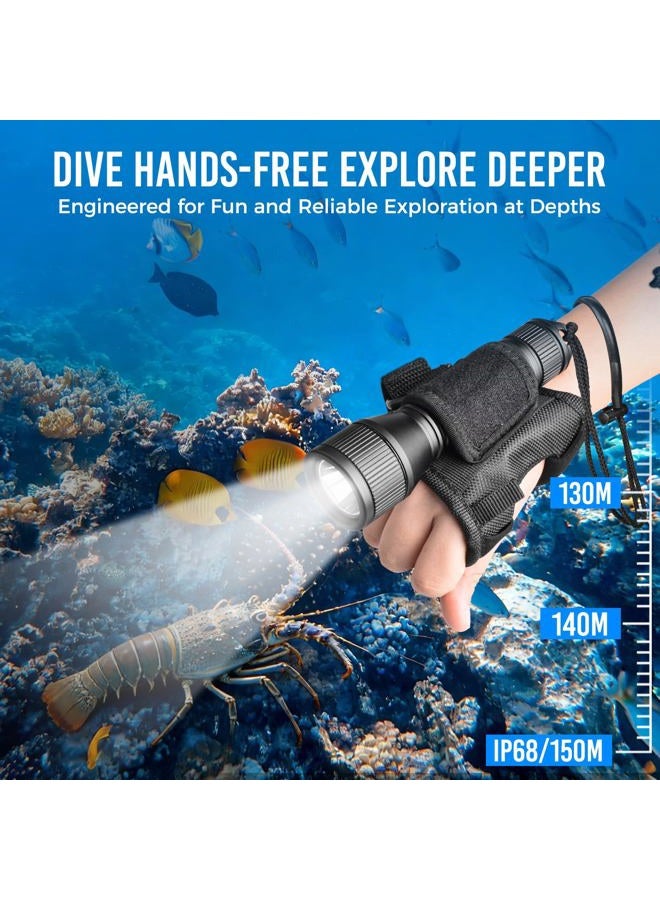 ORCATORCH D550 Underwater Diving Light 1000 Lumens Underwater Flashlight with 3 Modes, Magnetic Tail Switch, IP68 Waterproof, Hands-free Backup Diving Light with Wrist Strap - Image 4
