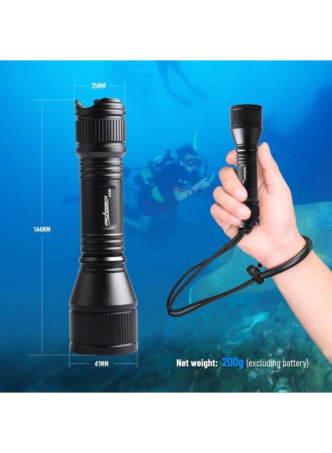 ORCATORCH D550 Underwater Diving Light 1000 Lumens Underwater Flashlight with 3 Modes, Magnetic Tail Switch, IP68 Waterproof, Hands-free Backup Diving Light with Wrist Strap - Image 5