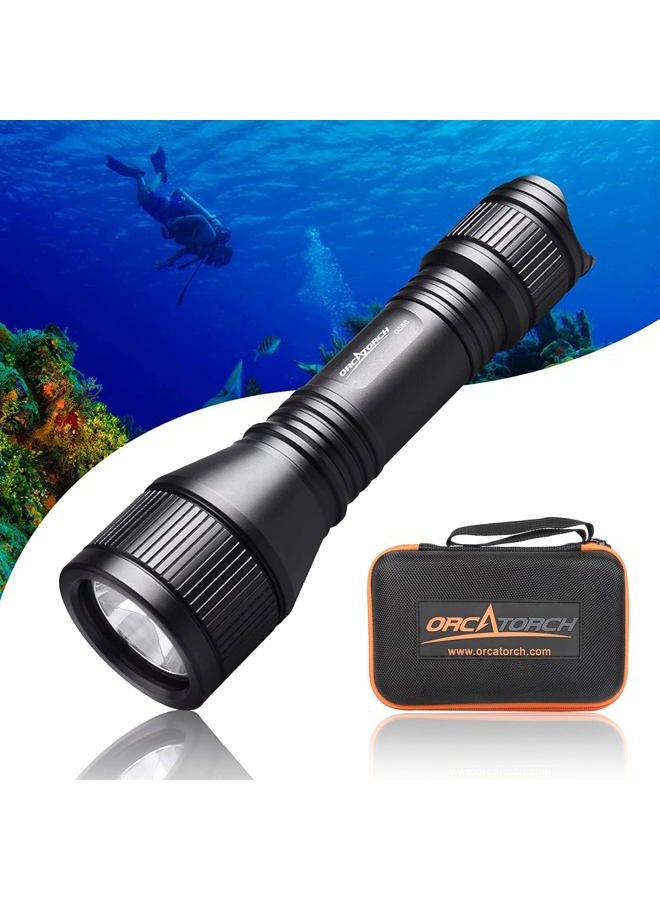 ORCATORCH D550 Underwater Diving Light 1000 Lumens Underwater Flashlight with 3 Modes, Magnetic Tail Switch, IP68 Waterproof, Hands-free Backup Diving Light with Wrist Strap - Image 1