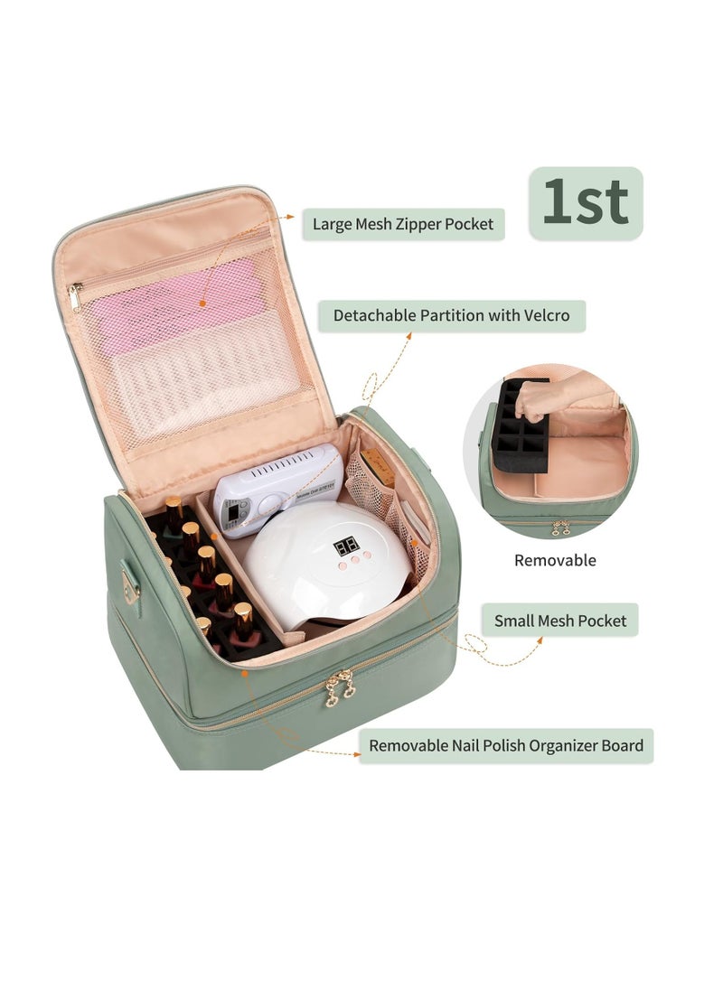 CUBETASTIC - Nail Polish Organizer Case, Nail Supplies Storage Box Holds 45 Bottles Nail Polish & Nail Lamp, Travel Nail Tech Carrying Case, Nail Kit Bag For Nail Stuff & Manicure Tools - Image 1