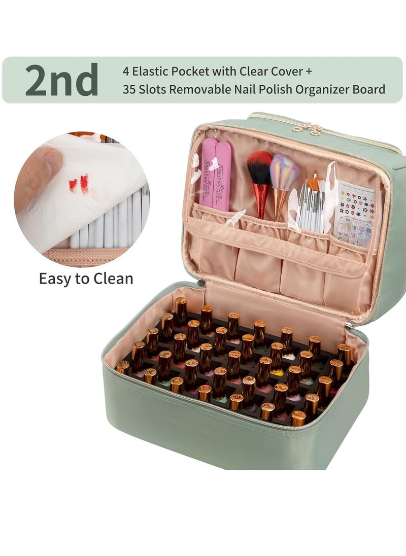 CUBETASTIC - Nail Polish Organizer Case, Nail Supplies Storage Box Holds 45 Bottles Nail Polish & Nail Lamp, Travel Nail Tech Carrying Case, Nail Kit Bag For Nail Stuff & Manicure Tools - Image 1
