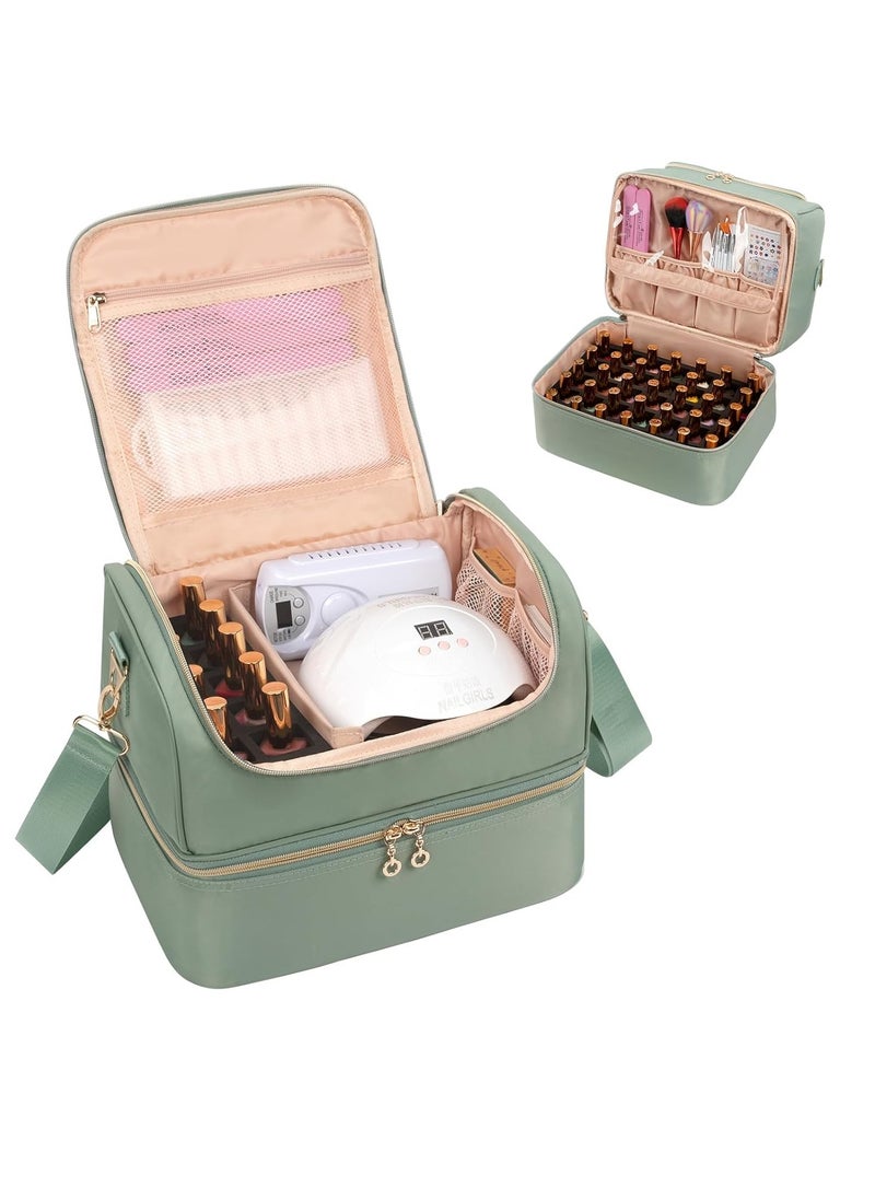 CUBETASTIC - Nail Polish Organizer Case, Nail Supplies Storage Box Holds 45 Bottles Nail Polish & Nail Lamp, Travel Nail Tech Carrying Case, Nail Kit Bag For Nail Stuff & Manicure Tools - Image 1