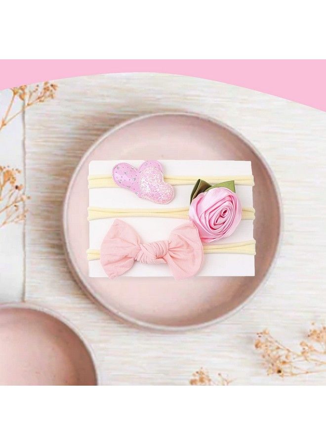Syga Baby Nylon Headband Bow Head Flower Children'S Headwear Hair Accessories Set Of 3 Pcs (Hairband 3 Color 2) - Image 3