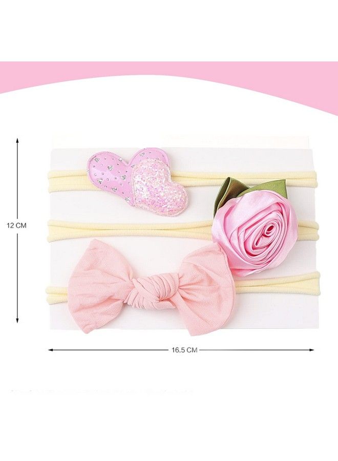 Syga Baby Nylon Headband Bow Head Flower Children'S Headwear Hair Accessories Set Of 3 Pcs (Hairband 3 Color 2) - Image 4