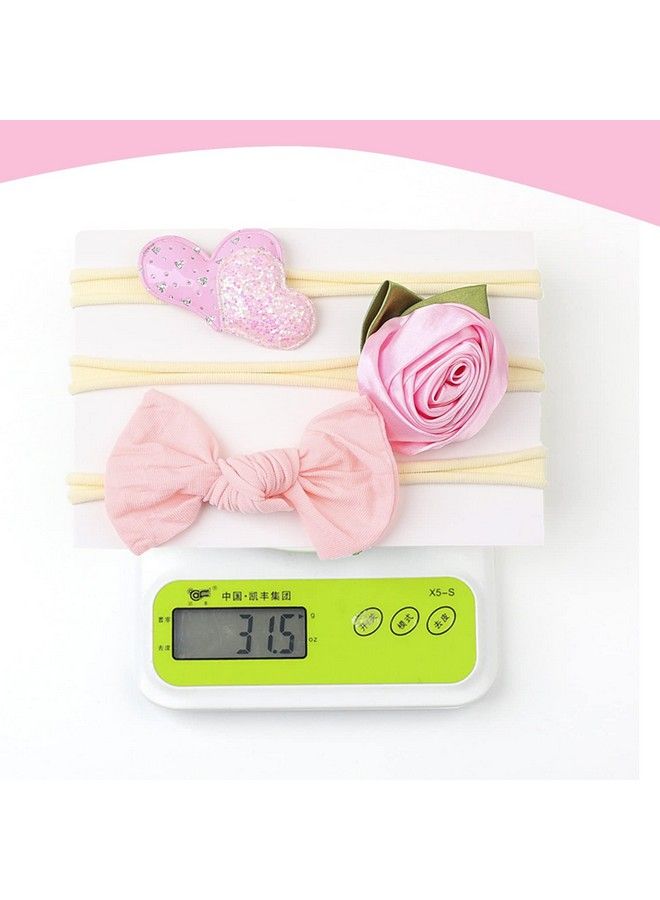 Syga Baby Nylon Headband Bow Head Flower Children'S Headwear Hair Accessories Set Of 3 Pcs (Hairband 3 Color 2) - Image 5