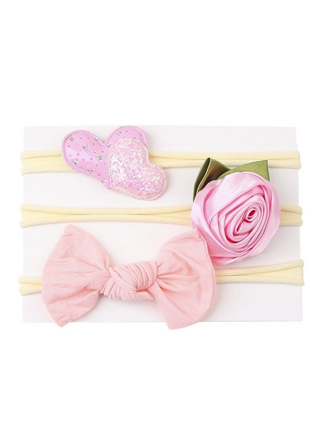 Syga Baby Nylon Headband Bow Head Flower Children'S Headwear Hair Accessories Set Of 3 Pcs (Hairband 3 Color 2) - Image 2