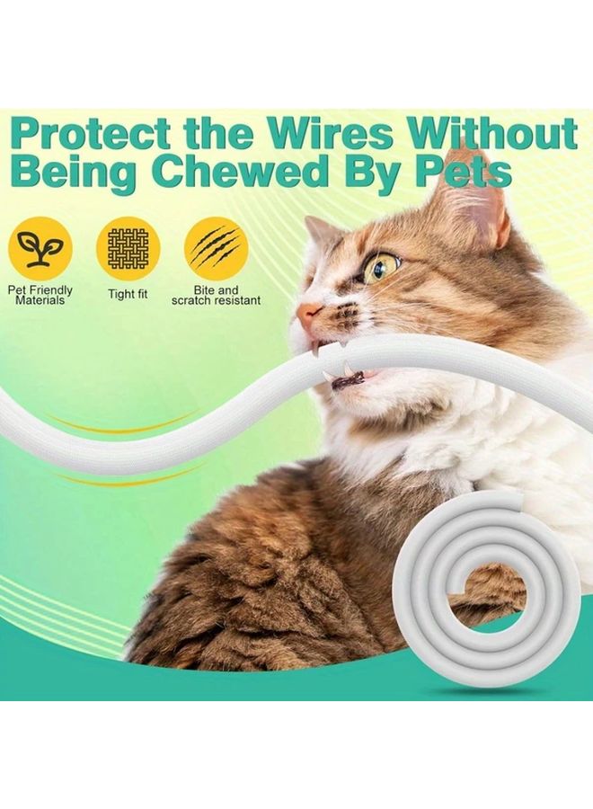 White Expandable Braided Cable Sleeve Self Sealing 12 7mm Diameter 157 48inch Length Pet Safety Wire Protector - Image 4