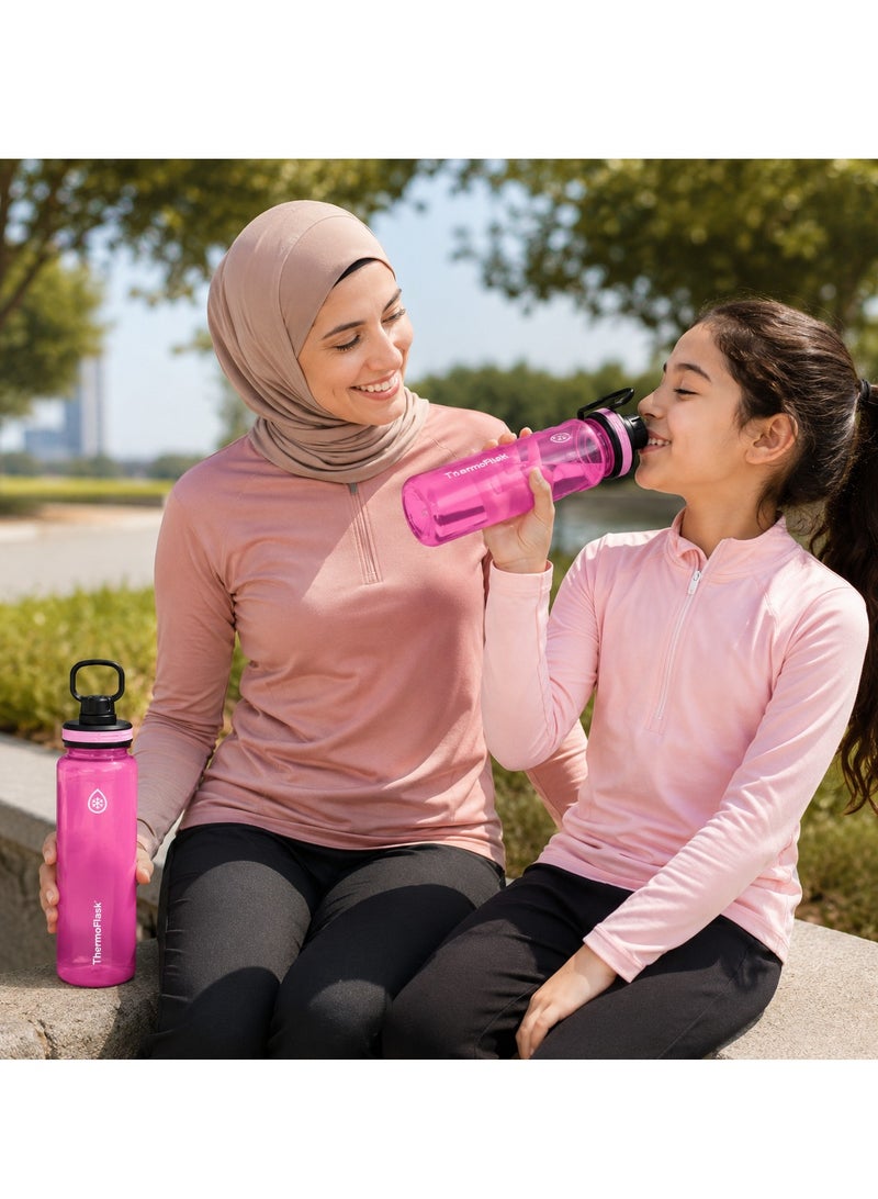 ثيرمو فلاسك زجاجة مياه تريتان خالية من مادة BPA مع غطاء مانع للتسرب، زجاجة رياضية مقاومة للكسر وآمنة للغسل في غسالة الأطباق، 710 مل، وردي - Image 5
