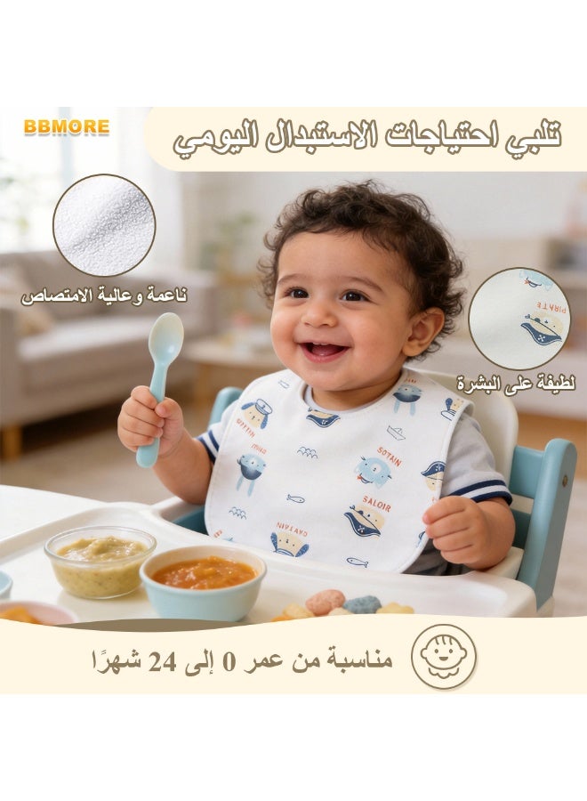 BBMORE 6 Pack Muslin Baby Bibs, Extra Thick Cotton Drool Bibs with Waterproof Lining, Adjustable Snap Closures for Newborns and Infants Toddlers - Image 3