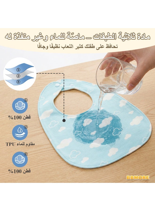 BBMORE 6 Pack Muslin Baby Bibs, Extra Thick Cotton Drool Bibs with Waterproof Lining, Adjustable Snap Closures for Newborns and Infants Toddlers - Image 4