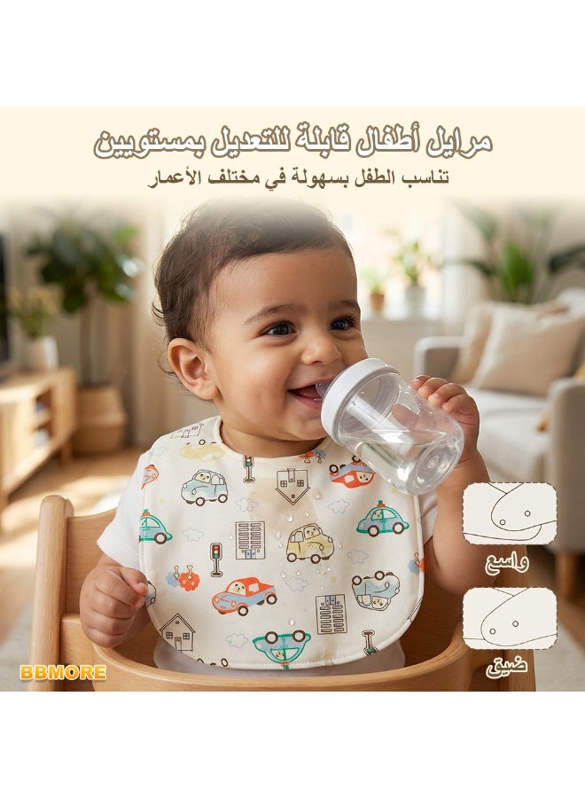 BBMORE 6 Pack Muslin Baby Bibs, Extra Thick Cotton Drool Bibs with Waterproof Lining, Adjustable Snap Closures for Newborns and Infants Toddlers - Image 5