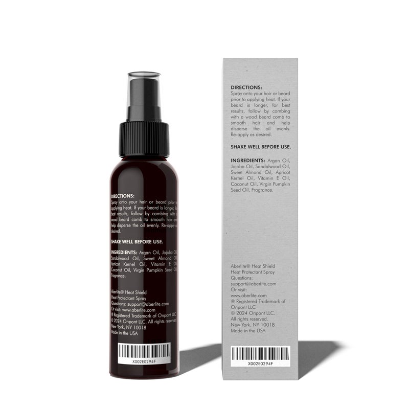 Aberlite Heat Shield Heat Protectant Spray, 4oz - Argan Oil Scent, Moisturizes, Softens and Protects Hair from Heat Damage, Made with 100% Natural Ingredients, Ideal for Men and Women - Image 2