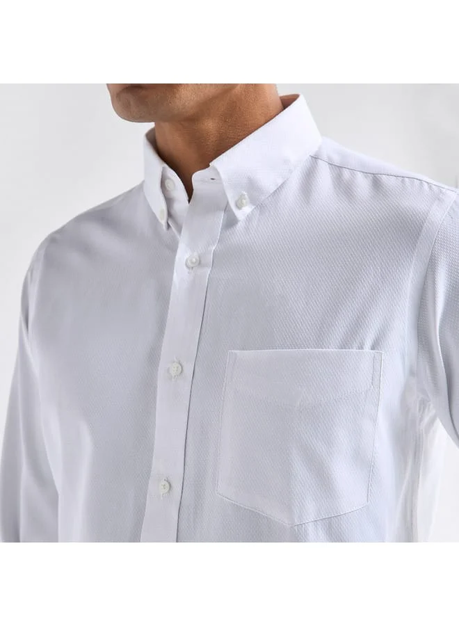 Splash FAV Regular Fit Textured Shirt with Long Sleeves and Pocket