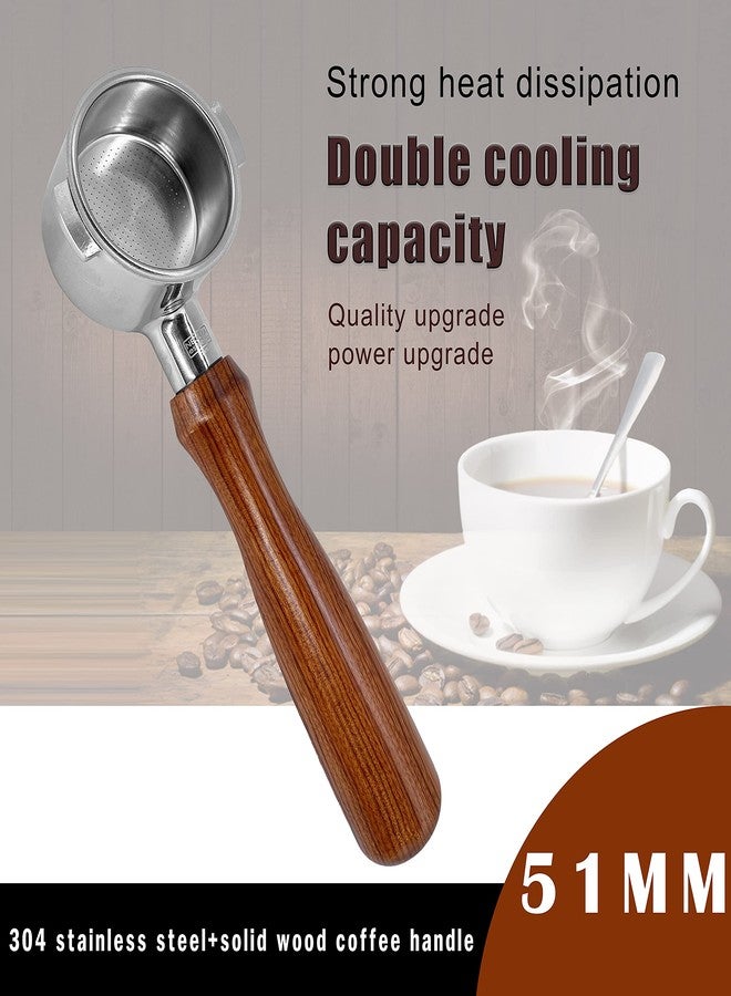 NEOUZA 51mm 2 Eears Espresso Bottomless Portafilter for Delonghi Stilosa Icona ECP31.21 ECP33.21 ECP35.31 ECP36.31, 304 Stainless Steel with Non-Pressurized Basket - Image 3
