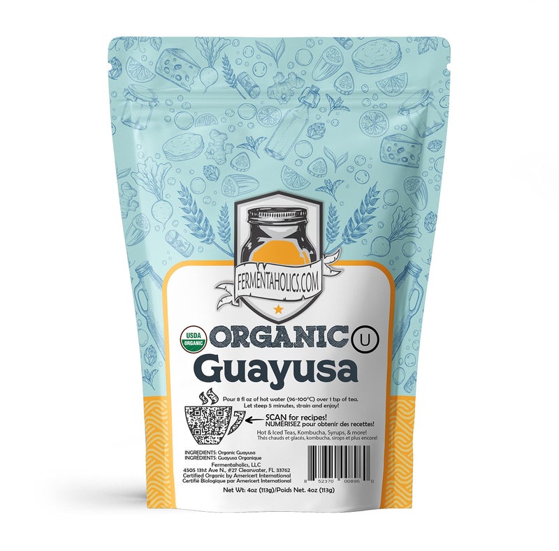 Fermentaholics Guayusa Tea – 4 oz – USDA Certified Organic Loose Leaf – OU Kosher – Energizing Tea for Kombucha Brewing, Hot or iced tea - Image 1