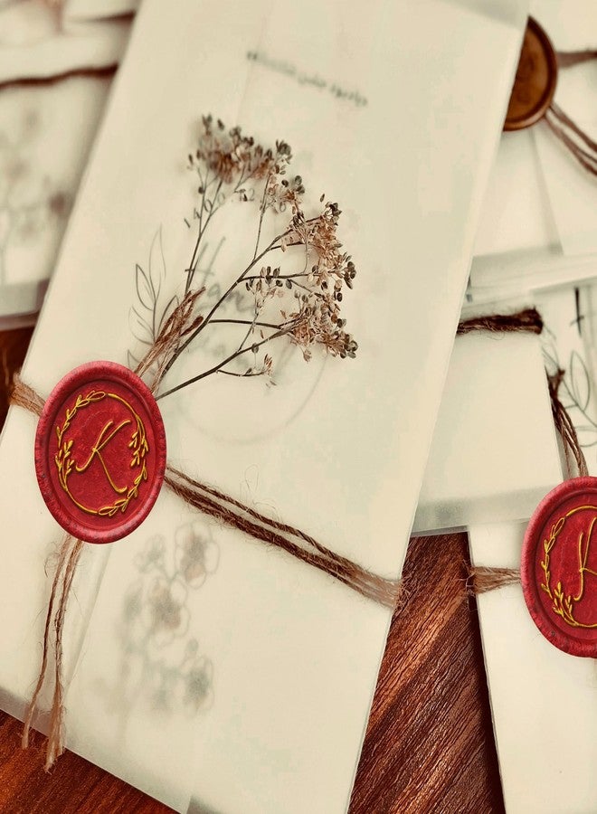 Yoption Handwritten Letter K Wax Seal Stamp, Vintage Initial Alphabet with Olive Branch Sealing Wax Stamp - Image 5