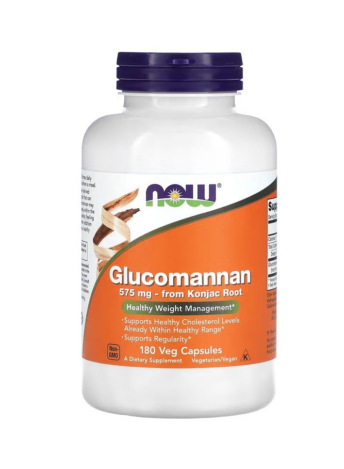 now Glucomannan 575mg - 180 Veg Capsules - Image 1