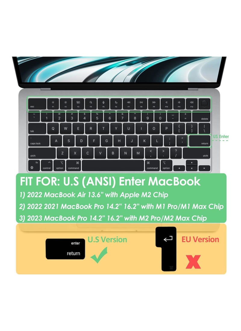 AMM US Version Arabic English Silicone Keyboard Cover Skin Compatible with 2022 MacBook Air 13.6" A2681 M2 Chip, MacBook Pro 14" Model A2442 M1 Pro/Max & MacBook Pro 16" Model A2485 M1 Pro Max Chip  - Image 2