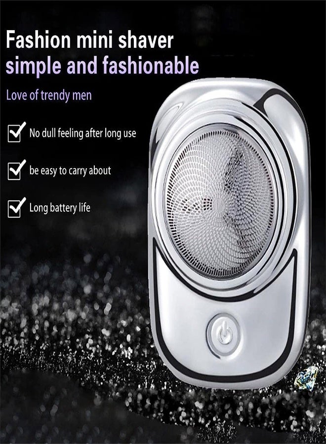 Portable Mini Electric Shaver, USB Rechargeable Travel Razor for Men, Compact Face Shaving Tool (Silver) - Image 2