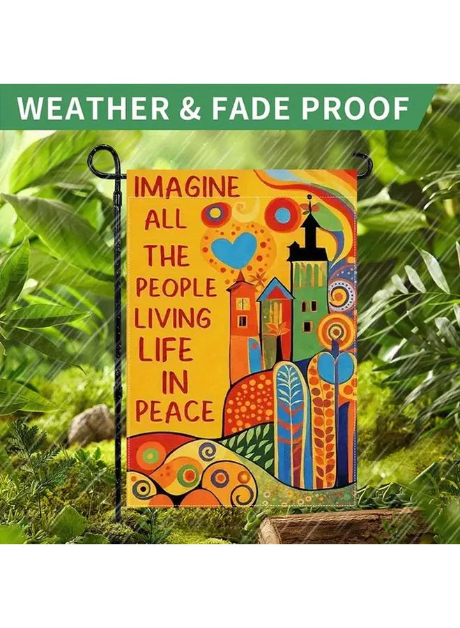 Tangerine Double Sided Imagine Peace Garden Flag 12x18 Inches Weatherproof Polyester Yard Banner - Image 2
