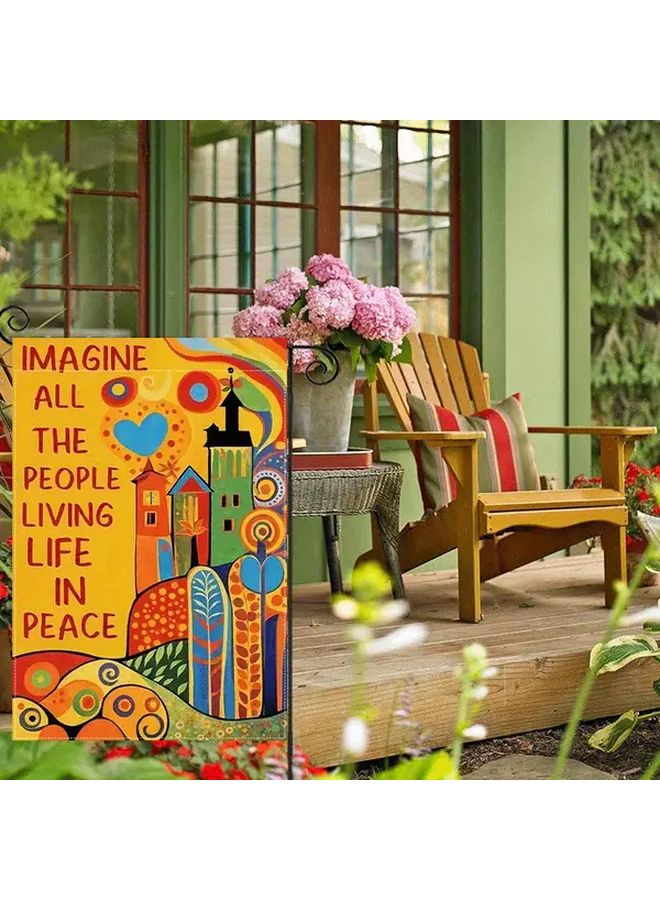 Tangerine Double Sided Imagine Peace Garden Flag 12x18 Inches Weatherproof Polyester Yard Banner - Image 5