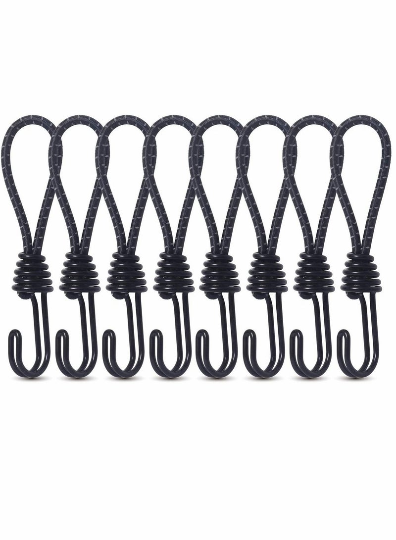SYOSI Bungee Cords with Hooks 8 Pieces Rope Elastic Reflective Straps Tent Heavy Duty Strapping Tape for Bicycle Suitcase Camping Car Luggage - Image 1