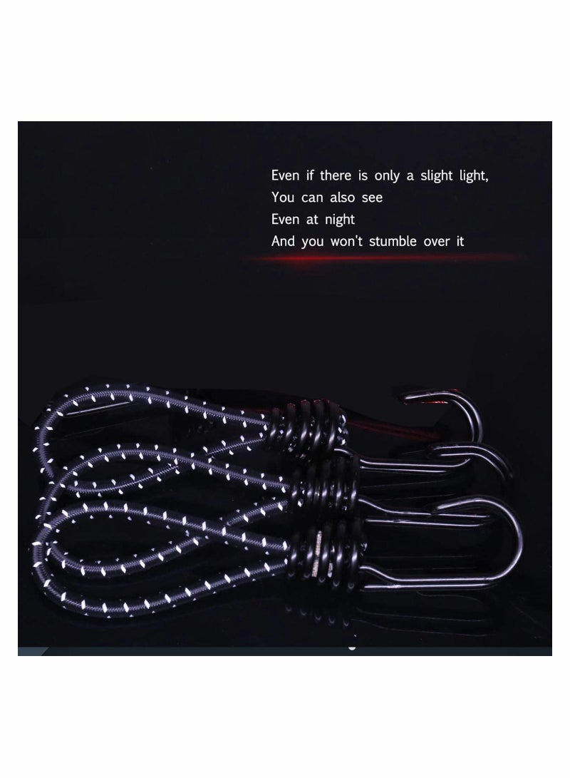 SYOSI Bungee Cords with Hooks 8 Pieces Rope Elastic Reflective Straps Tent Heavy Duty Strapping Tape for Bicycle Suitcase Camping Car Luggage - Image 5