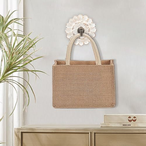 dwellington Distress Wood Flower Coat Hooks for Wall Hanging, Single Small Vintage Decorative Hanger for Keys, Bags, Towels (Robe Hanger S/2) - Image 2