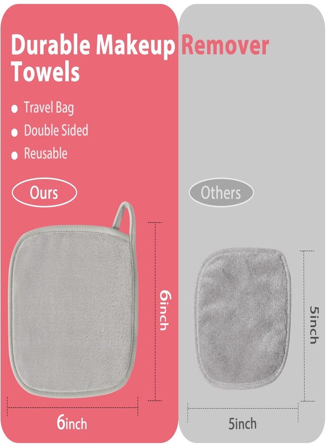 Natwag Makeup Remover Cloth, 6" x 6" Make Up Towels Reusable Face Cloth for Washing Face, 12 Pack Makeup Remover Pads Microfiber Face Washcloth with Mesh Bag, Light Grey - Image 4
