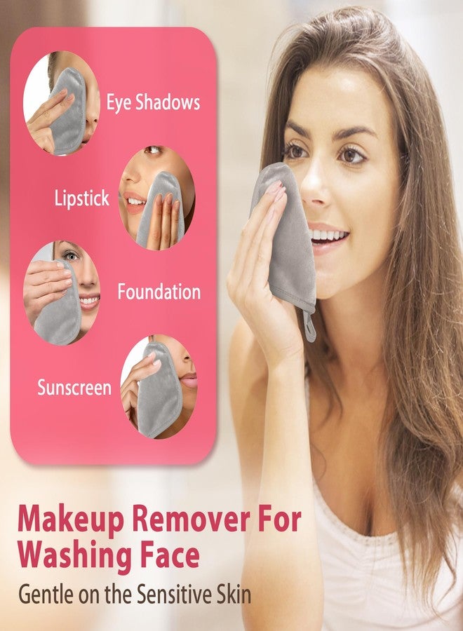 Natwag Makeup Remover Cloth, 6" x 6" Make Up Towels Reusable Face Cloth for Washing Face, 12 Pack Makeup Remover Pads Microfiber Face Washcloth with Mesh Bag, Light Grey - Image 2