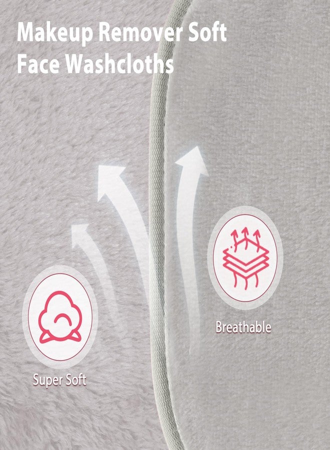 Natwag Makeup Remover Cloth, 6" x 6" Make Up Towels Reusable Face Cloth for Washing Face, 12 Pack Makeup Remover Pads Microfiber Face Washcloth with Mesh Bag, Light Grey - Image 3