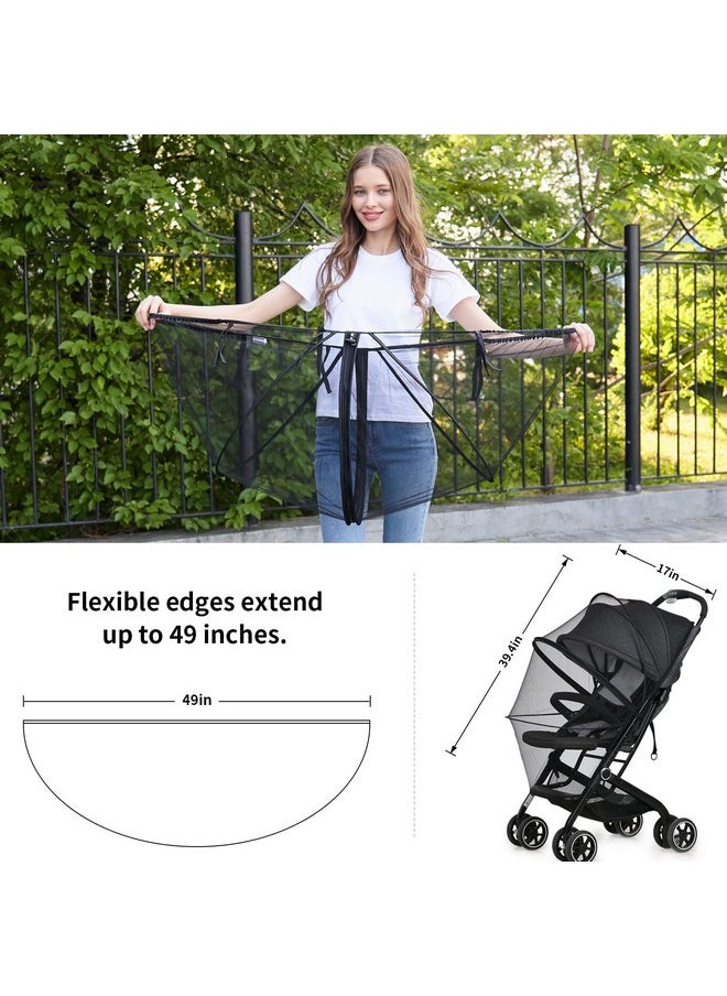 Mosquito Net For Stroller Encrypted Stroller Mosquito Net Full Cover With Double Zipper Breathable & Foldable Netting For Baby Stroller Mosquito Net.