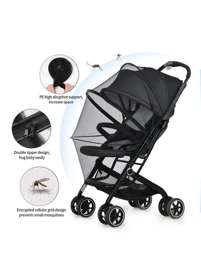 Mosquito Net For Stroller Encrypted Stroller Mosquito Net Full Cover With Double Zipper Breathable & Foldable Netting For Baby Stroller Mosquito Net.