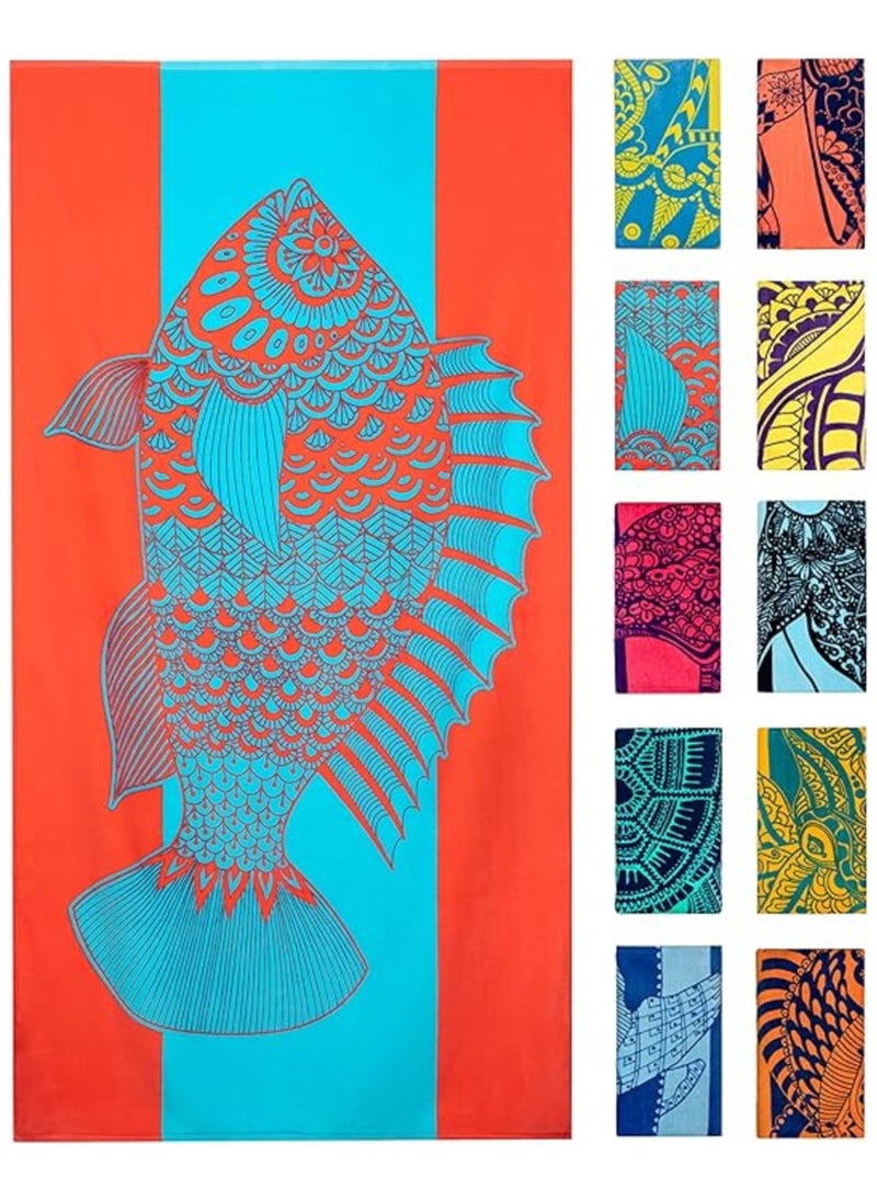 Generic Oversized Beach Towel with A Cute Design, Quick Dry for Beach, Pool, Bath or Picnic Extra Large, XL (160x86 cm) Thick, Portable, Lightweight, High Absorbent for Adults Mens Women  - Image 1