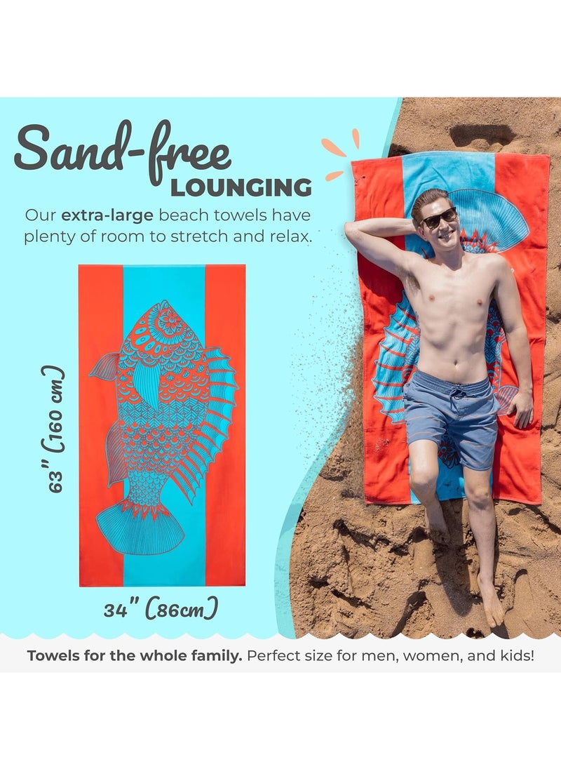 Generic Oversized Beach Towel with A Cute Design, Quick Dry for Beach, Pool, Bath or Picnic Extra Large, XL (160x86 cm) Thick, Portable, Lightweight, High Absorbent for Adults Mens Women  - Image 3