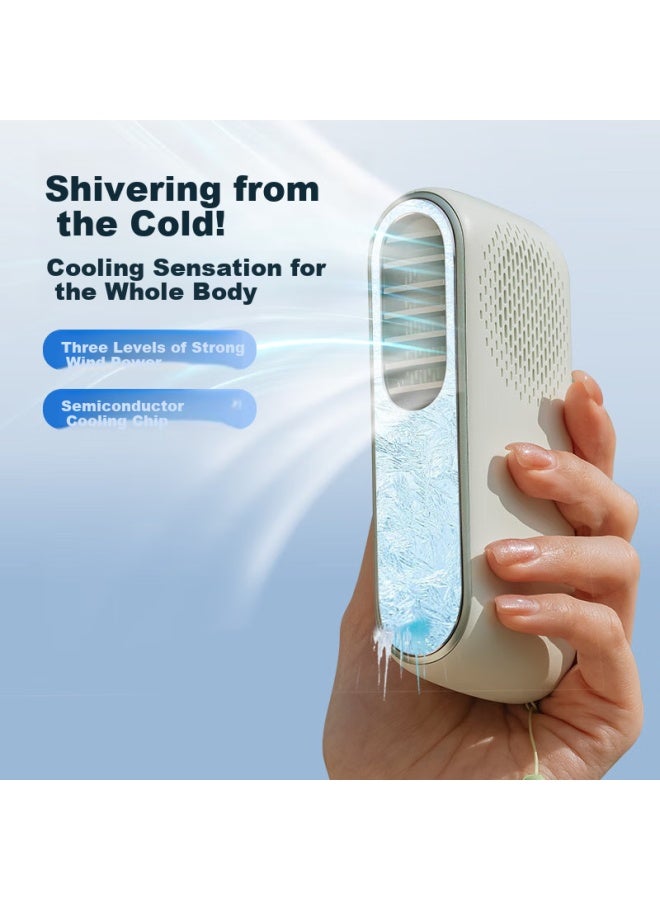 Bar Era Semiconductor Cooling Mini Handheld Portable Long-Lasting High-Speed New Mini Electric Fan Ice-Cooling Charging Silent Super Powerful Outdoor F78 Green - Image 5