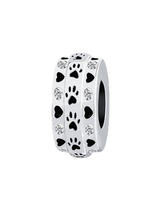 KunBead Dog Paw Prints Heart Love Bead Charms Compatible with Pandora Bracelet for Women - Image 1