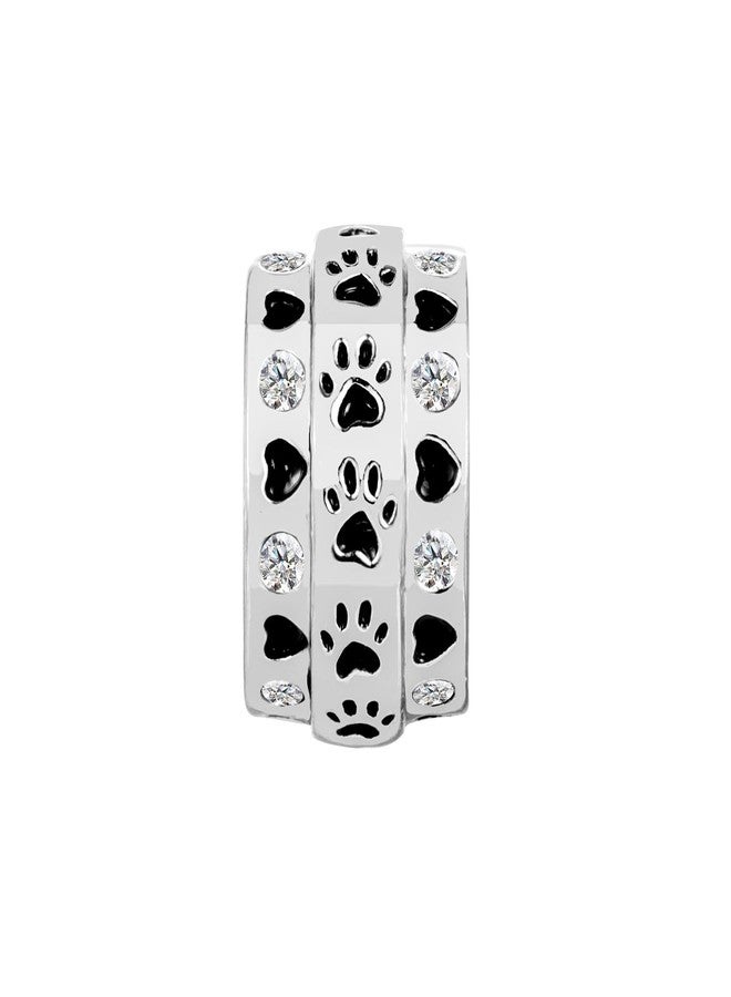 KunBead Dog Paw Prints Heart Love Bead Charms Compatible with Pandora Bracelet for Women - Image 2