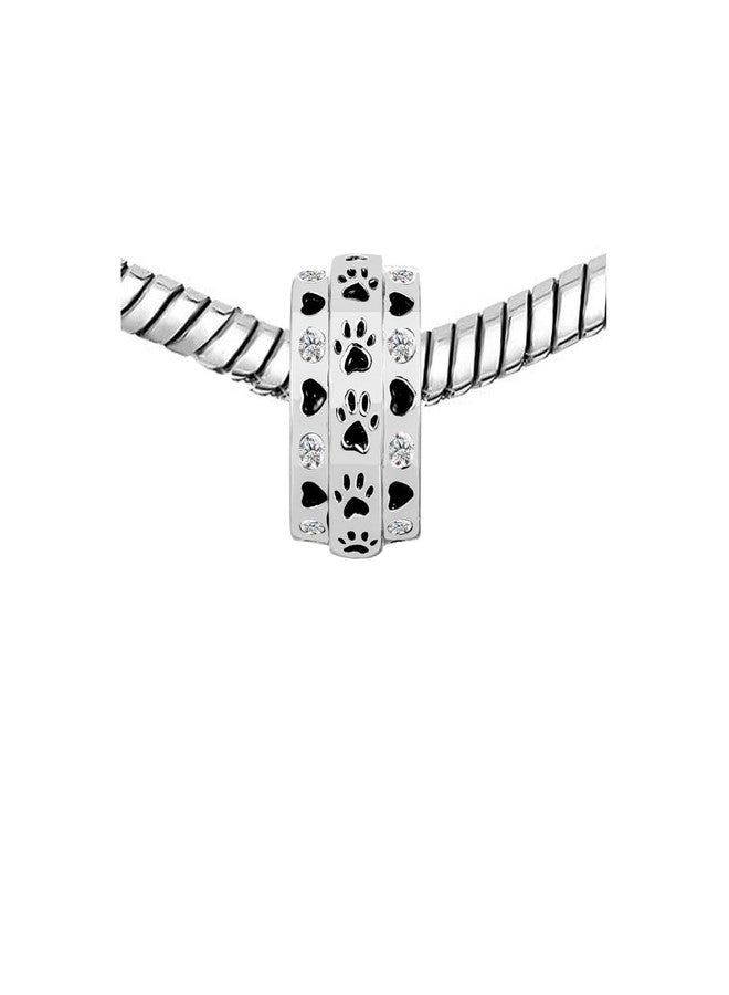 KunBead Dog Paw Prints Heart Love Bead Charms Compatible with Pandora Bracelet for Women - Image 3