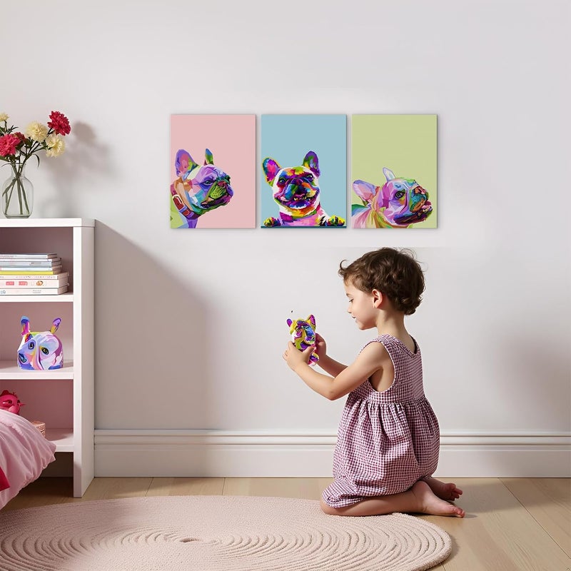 Mistyefly 3 Piece French Bulldog Canvas Wall Art - Image 4