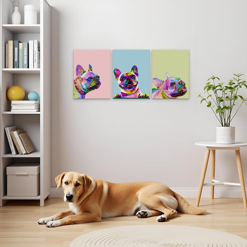Mistyefly 3 Piece French Bulldog Canvas Wall Art - Image 5
