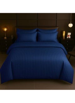 MAXQON 6-Piece Duvet Cover Set – Includes 1 Duvet Cover, 1 Fitted Sheet & 4 Pillowcases – King/Queen/Single Sizes, Color Navy blue  - Image 1
