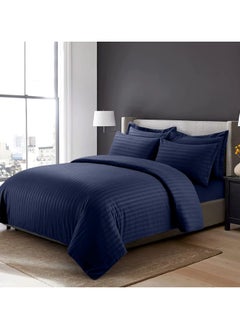 MAXQON 6-Piece Duvet Cover Set – Includes 1 Duvet Cover, 1 Fitted Sheet & 4 Pillowcases – King/Queen/Single Sizes, Color Navy blue  - Image 2