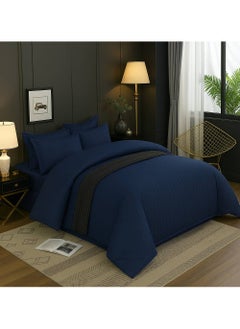 MAXQON 6-Piece Duvet Cover Set – Includes 1 Duvet Cover, 1 Fitted Sheet & 4 Pillowcases – King/Queen/Single Sizes, Color Navy blue  - Image 3